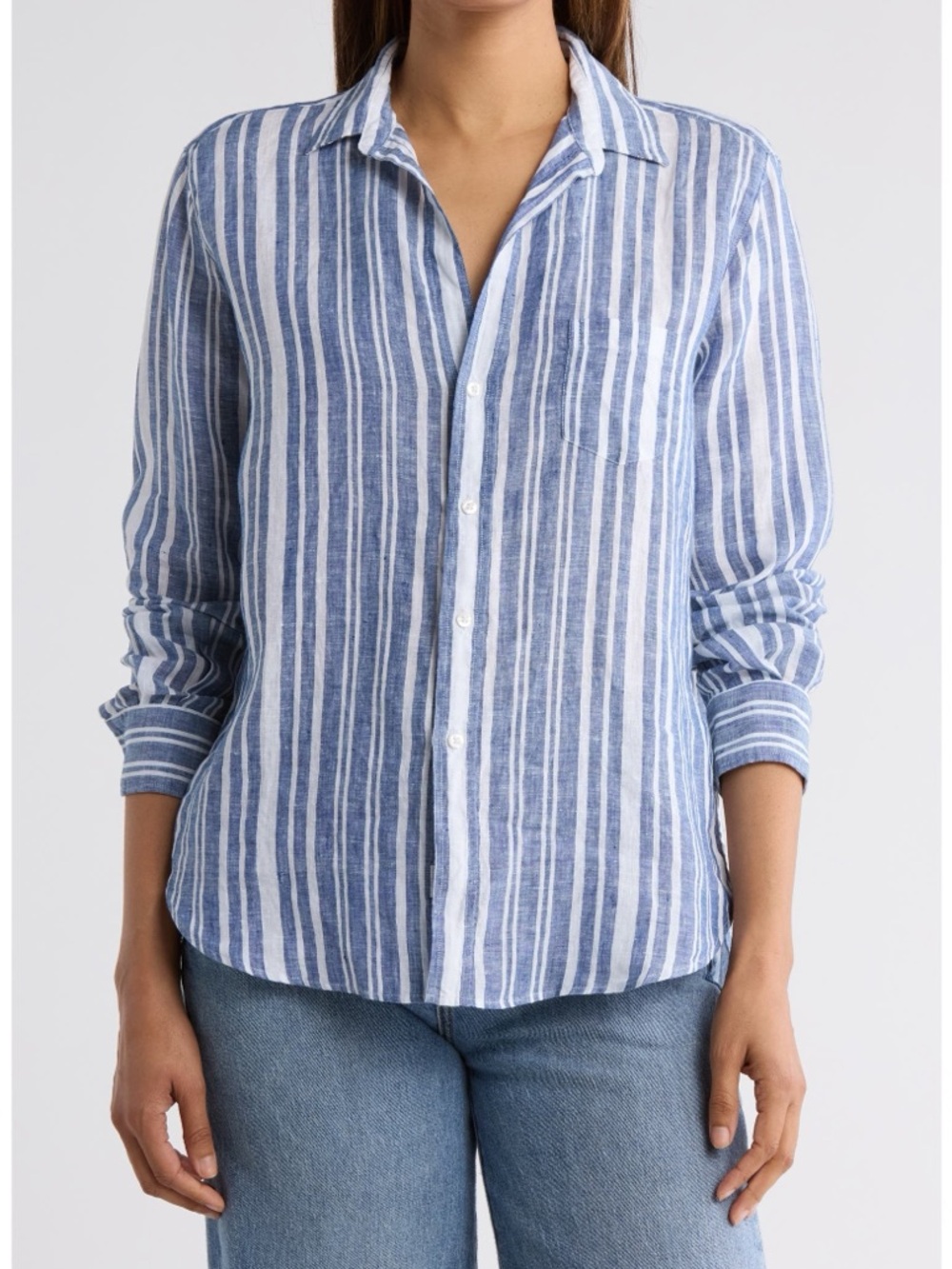 Frank & Eileen Eileen Relaxed Linen Striped Top Size Medium NWOT